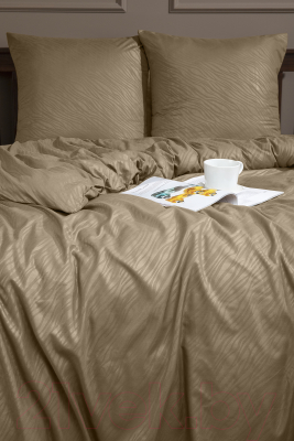 Комплект постельного белья Amore Mio Мако-сатин Тиснение Wild Микрофибра Евро / 58500 (коричневый)