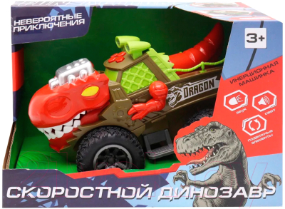 Автомобиль игрушечный Funky Toys Тираннозавр со светом и звуком / FT0735696 (красный)