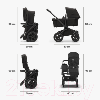 Детская универсальная коляска Bugaboo Donkey 5 2 в 1 с капюшоном (Black/Forest Green)