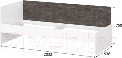 Кровать-тахта SV-мебель МС Анри К 90x200 (белый текстурный/железный камень)
