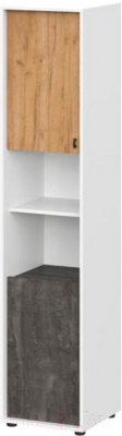 Шкаф-пенал SV-мебель МС Анри К (белый текстурный/дуб золотой/железный камень)