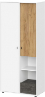 Шкаф SV-мебель МС Анри К / 00-00108916 (белый текстурный/дуб золотой/железный камень) - 