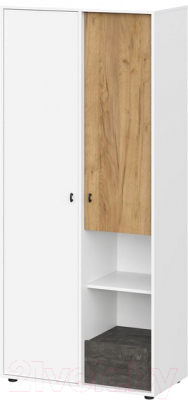 Шкаф SV-мебель МС Анри К / 00-00108916 (белый текстурный/дуб золотой/железный камень)