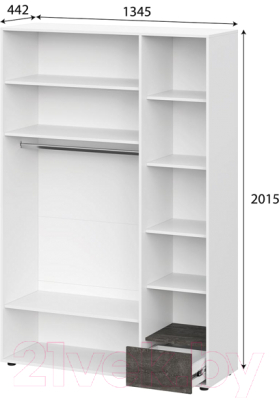 Шкаф SV-мебель МС Анри К / 00-00108917 (белый текстурный/дуб золотой/железный камень)