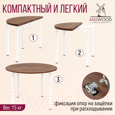 Обеденный стол Millwood Далис 1 (дуб табачный Craft/металл белый)
