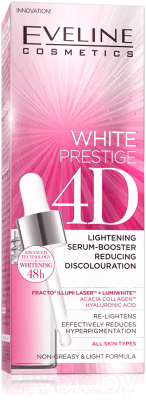 Сыворотка для лица Eveline Cosmetics Бустер White Prestige 4D Освежающая Выравнивающая тон (18мл)