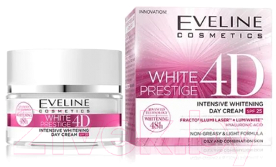 Крем для лица Eveline Cosmetics White Prestige 4D Дневной Выравнивающий тон SPF25 (50мл)