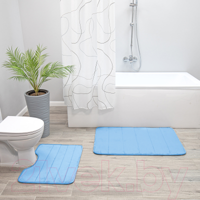 Набор ковриков для ванной и туалета Вилина Велюр / 7173 (50x80, 50x50, голубой)