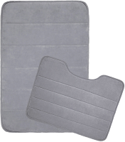 Набор ковриков для ванной и туалета Вилина Велюр 7174 (60x100, 50x60, светло-серый) - 