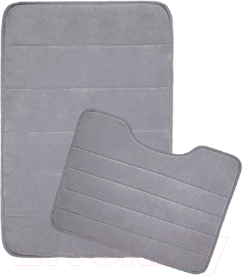 Набор ковриков для ванной и туалета Вилина Велюр 7174 (60x100, 50x60, светло-серый)
