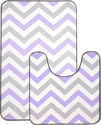 Набор ковриков для ванной и туалета Вилина Зигзаги 7060-22002 (50x85, 50x52, серый/сиреневый)