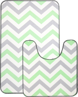 Набор ковриков для ванной и туалета Вилина Зигзаги / 7060-22002 (50x85, 50x52, серый/зеленый) - 