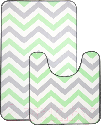 Набор ковриков для ванной и туалета Вилина Зигзаги / 7060-22002 (50x85, 50x52, серый/зеленый)
