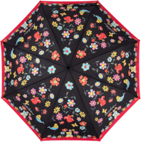 Зонт складной Moschino 8933-OCА Flowers and Squirrels Black - 