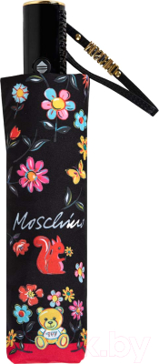 Зонт складной Moschino 8933-OCА Flowers and Squirrels Black