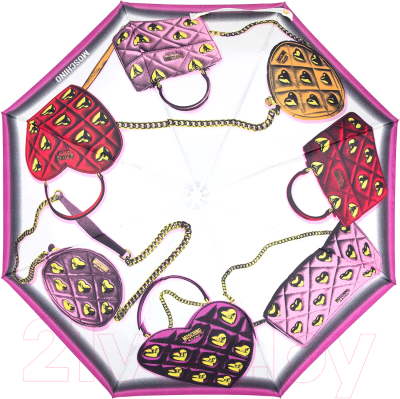 Зонт складной Moschino 8987-ОСI Bags with Hearts Cream