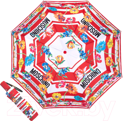 Зонт складной Moschino 8992-ОСC Couture Logo flowers Red