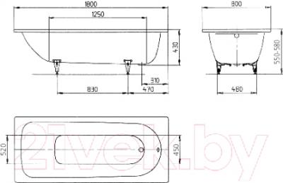 Ванна стальная Kaldewei Saniform Plus 375-1 180x80