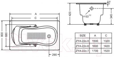 Ванна чугунная Goldman Nova 150x80 / ZYA-22-5