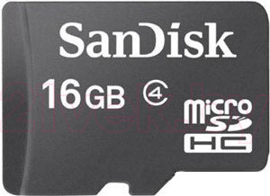 Карта памяти SanDisk microSDHC (Class 4) 16 Gb (SDSDQM-016G-B35А) - общий вид