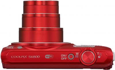 Компактный фотоаппарат Nikon Coolpix S6800 (Red) - вид сверху