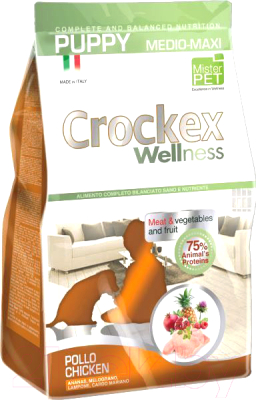 Сухой корм для собак Crockex Wellness Medio-Maxi Puppy Chicken & Rice / MCF3312 (12кг)