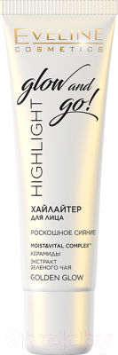 

Хайлайтер Eveline Cosmetics, Золотистый, Highlight Glow And Go! Golden Glow