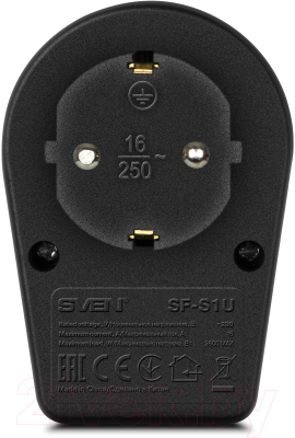 Сетевой фильтр Sven SF-S1U (1 розетка, черный)