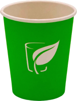 Набор бумажных стаканов Liga Pack 250мл (зеленый лого, 1000шт) - 