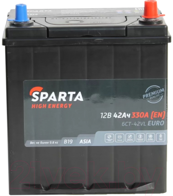 Автомобильный аккумулятор SPARTA High Energy Asia 6СТ-42 Рус 330A (42 А/ч)