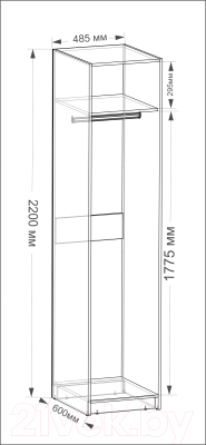 Шкаф-гармошка Евва Лайн ЛН-1D.220.60(2Z) (бодега белый)