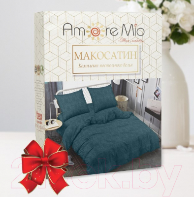 Комплект постельного белья Amore Mio Мако-сатин Royal GR Микрофибра Евро / 58242 (бирюзовый)