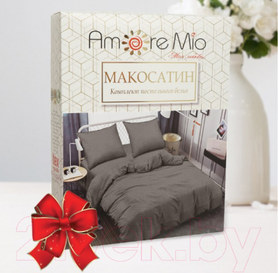 Комплект постельного белья Amore Mio Мако-сатин Cross Микрофибра Евро / 58260 (коричневый)