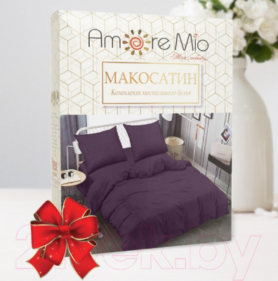Комплект постельного белья Amore Mio Мако-сатин Starlight Микрофибра Евро / 58263 (бордовый)
