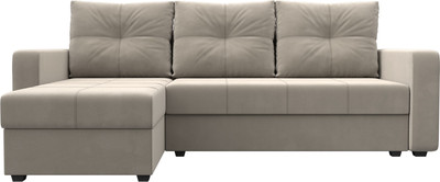 Диван угловой Лига Диванов Ливерпуль Лайт левый (микровельвет бежевый) -