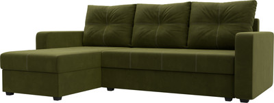 Диван угловой Лига Диванов Ливерпуль Лайт левый (микровельвет зеленый) -