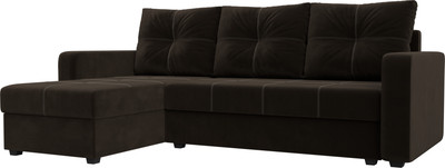 Диван угловой Лига Диванов Ливерпуль Лайт левый (микровельвет коричневый) -