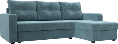 Диван угловой Лига Диванов Ливерпуль Лайт правый (велюр бирюзовый) - 