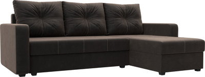 Диван угловой Лига Диванов Ливерпуль Лайт правый (велюр коричневый) - 