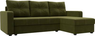 Диван угловой Лига Диванов Ливерпуль Лайт правый (микровельвет зеленый) -