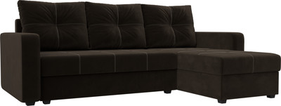 Диван угловой Лига Диванов Ливерпуль Лайт правый (микровельвет коричневый) -