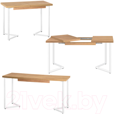Обеденный стол Millwood Лофт Лондон 100-140x60x76 (дуб золотой Craft/металл белый)