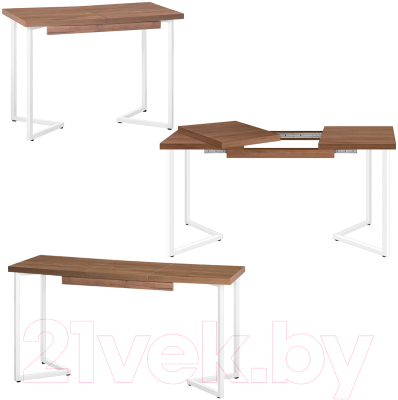Обеденный стол Millwood Лофт Лондон 100-140x60x76 (дуб табачный Craft/металл белый)