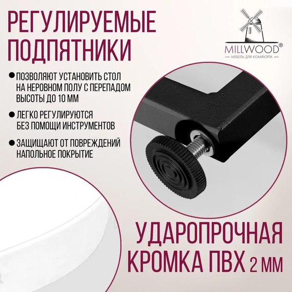 Купить Обеденный стол Millwood Лофт Лондон раздвижной / D100 100-140x100x76 в Молодечно