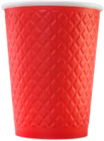 Набор бумажных стаканов Паксервис 300мл / EM90-430 (400шт, вафельный красный) - 