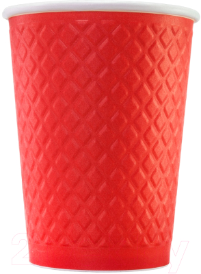 Набор бумажных стаканов Паксервис 300мл / EM90-430 (400шт, вафельный красный)