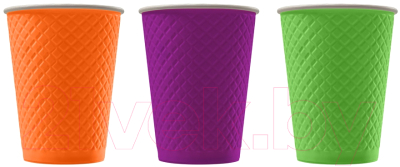 Набор бумажных стаканов Паксервис 300мл / EM90-430 (400шт, вафельный разноцветный)