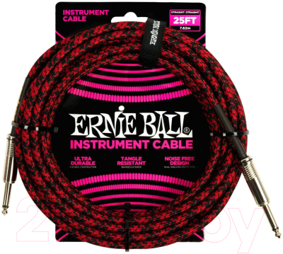 Изображение товара Кабель Ernie Ball 6398 (7.62м, красный/черный)