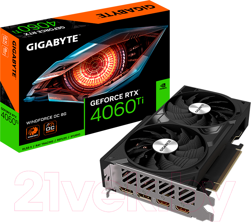 Видеокарта Gigabyte GeForce RTX 4060 Ti Windforce OC (GV-N406TWF2OC-8GD)