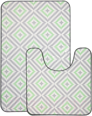 Набор ковриков для ванной и туалета Вилина Ромбы / 7060-22003 (50x85, 50x52, серый/зеленый)
